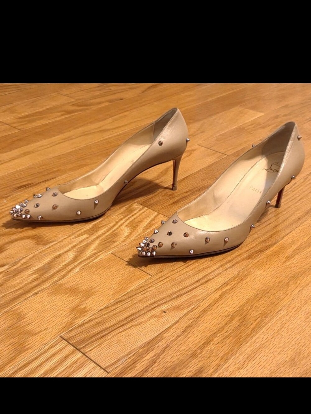 Christian Louboutin Tan Leather Degraspike Pumps 75MM US11.5/12-VGUC-Retail $1K